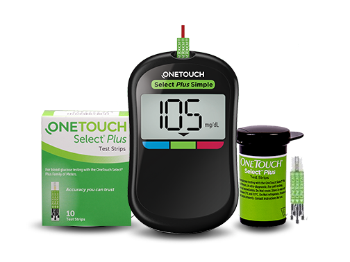 OneTouch Select Plus Simple® Meter uses Select® Select Plus Test strips